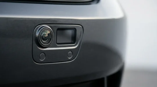Véhicule moderne avec capteurs ADAS illustrant la nécessité d'une assurance tous risques complète