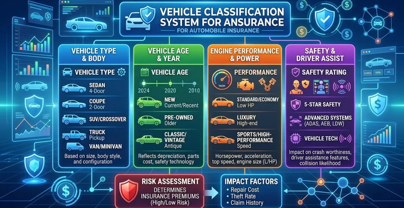 Représentation conceptuelle du système de classification des véhicules pour l'assurance automobile