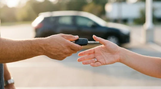 Remise des clés de voiture lors d'une transaction de vente entre particuliers en France